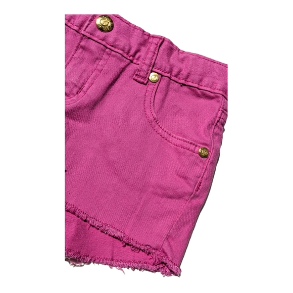 Peek Girls size 6 Pink Cutoff Fringe Jean Shorts - Picture 2 of 6